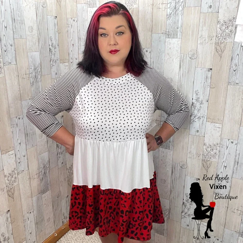 Polka Dot and Animal Print Swing Dress - Picture 3 of 3